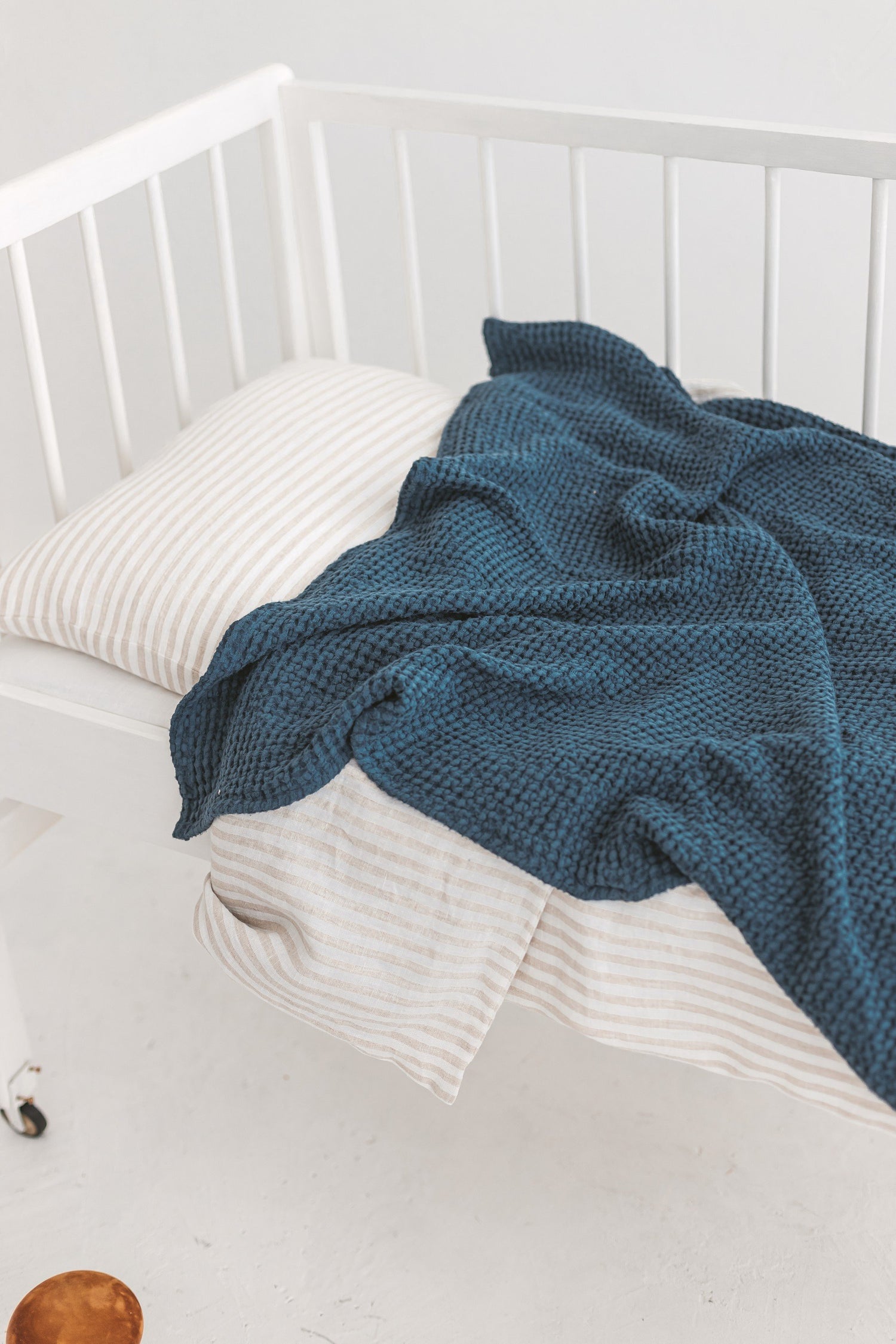 Dark Teal Waffle Linen Baby Blanket