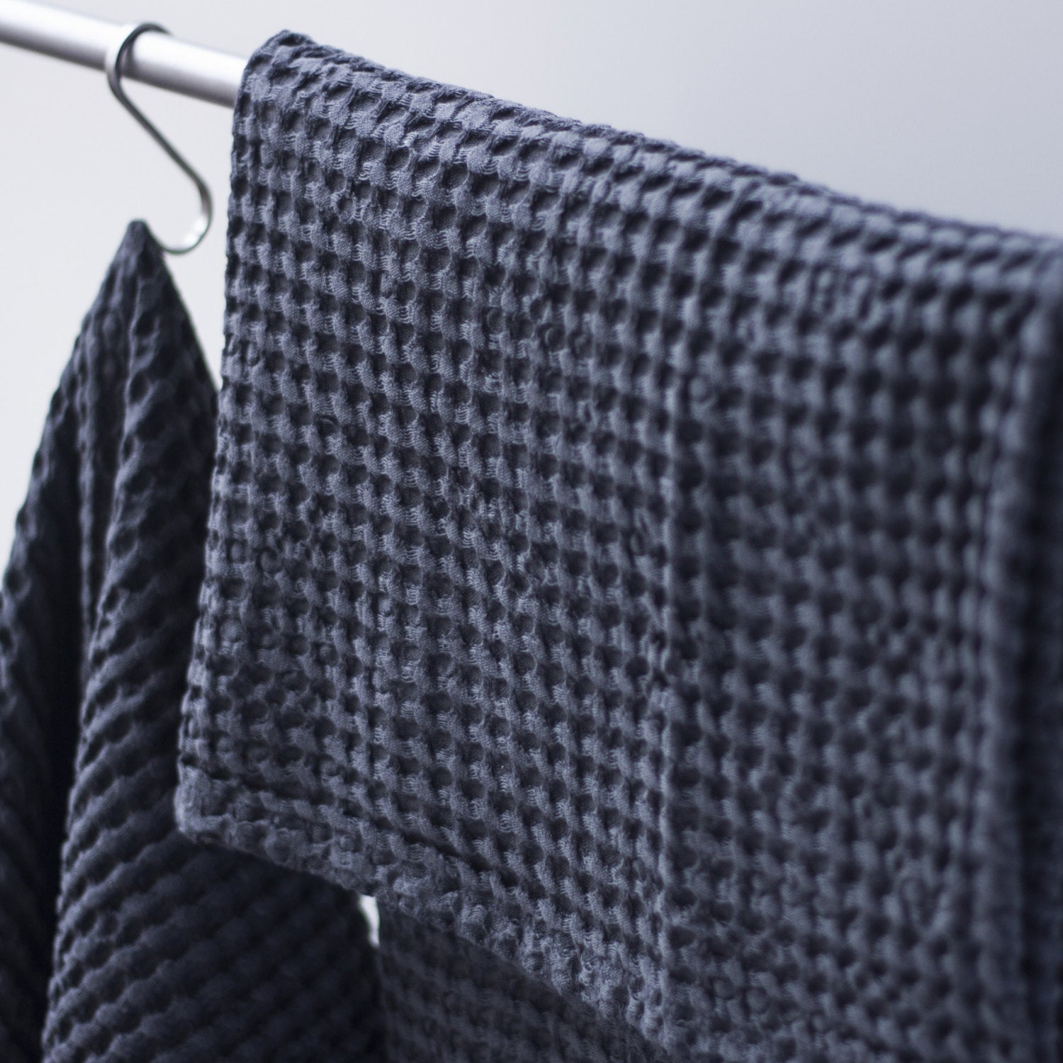 Dark Teal Linen Waffle Bath Towel