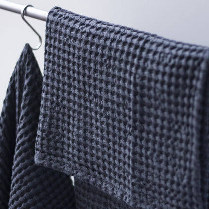 Dark Teal Linen Waffle Bath Towel