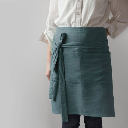 Grey Linen Half Apron