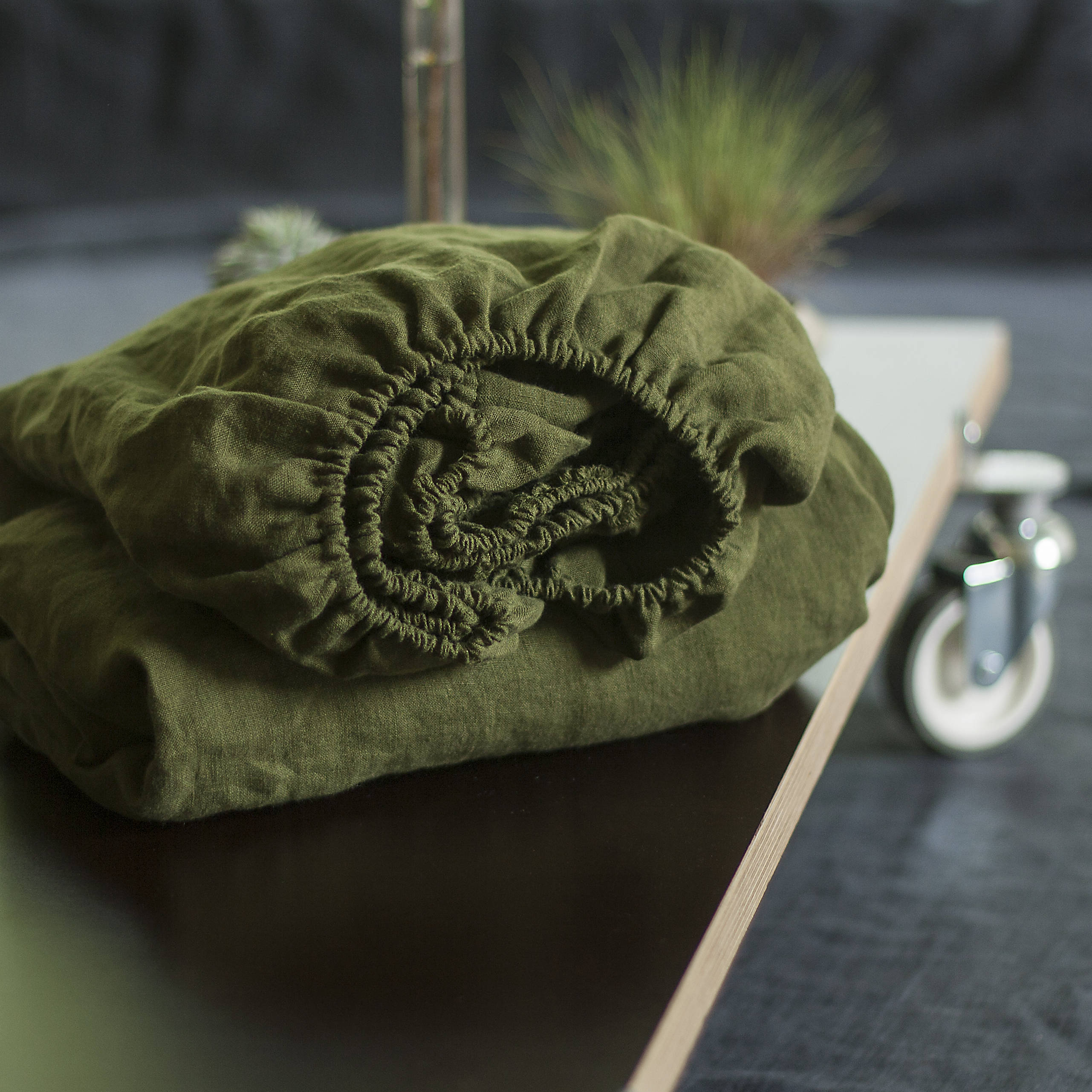 Forest Green Linen Fitted Sheet