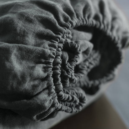 Graphite Gray Linen Fitted Sheet