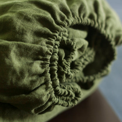 Forest Green Linen Fitted Sheet