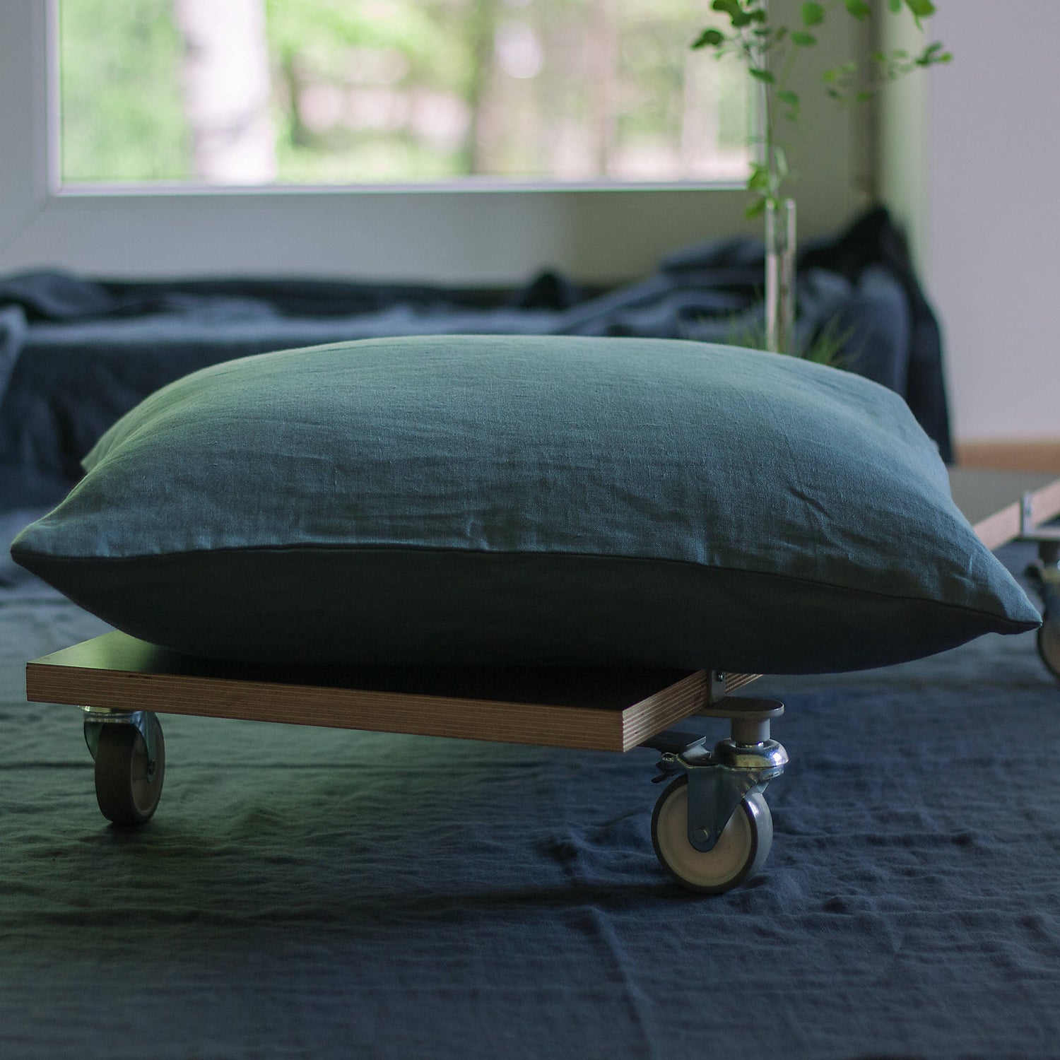 Dusty Blue Linen Pillow Case