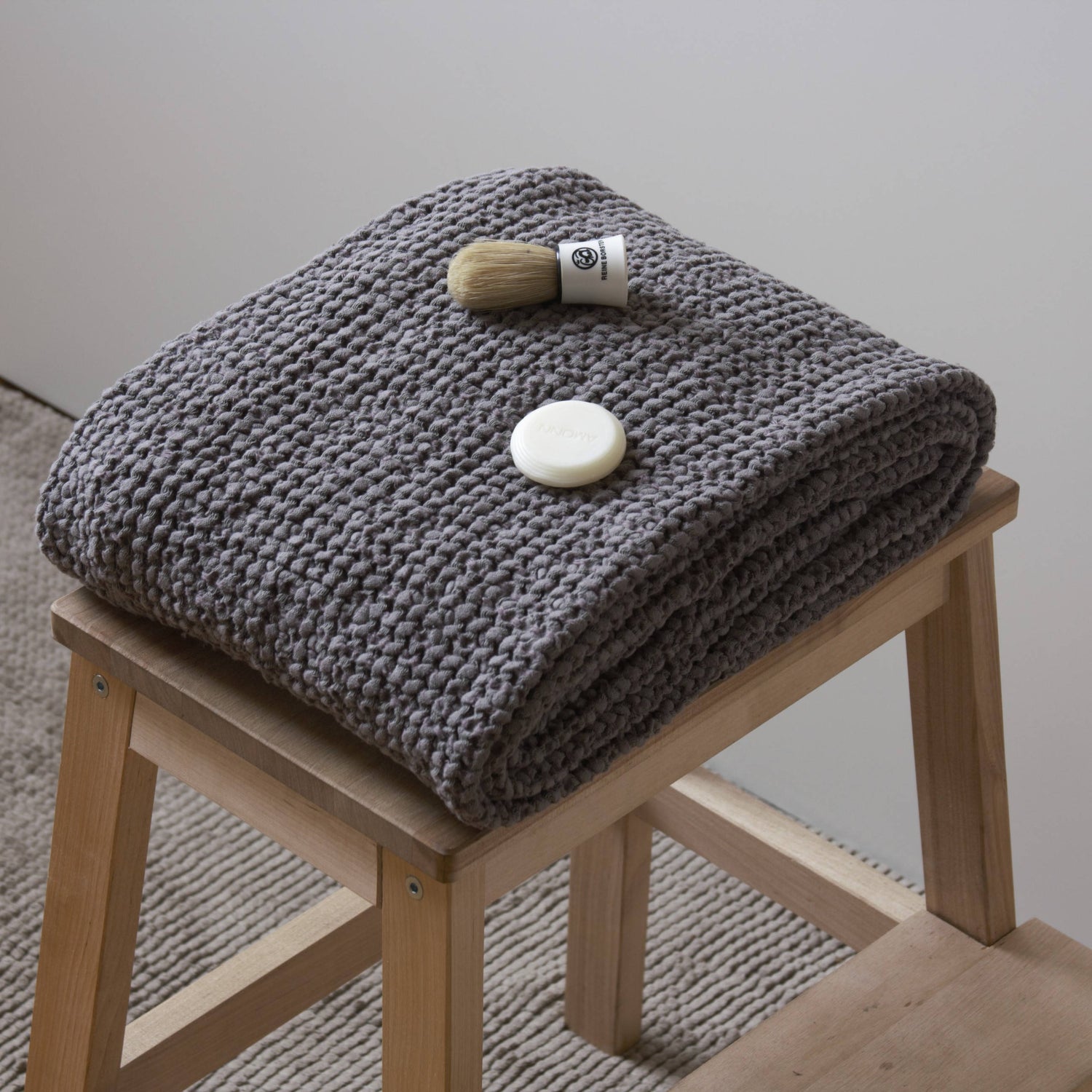 Dark Gray Linen Waffle Bath Towel