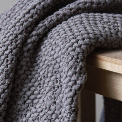 Dark Gray Linen Waffle Bath Towel
