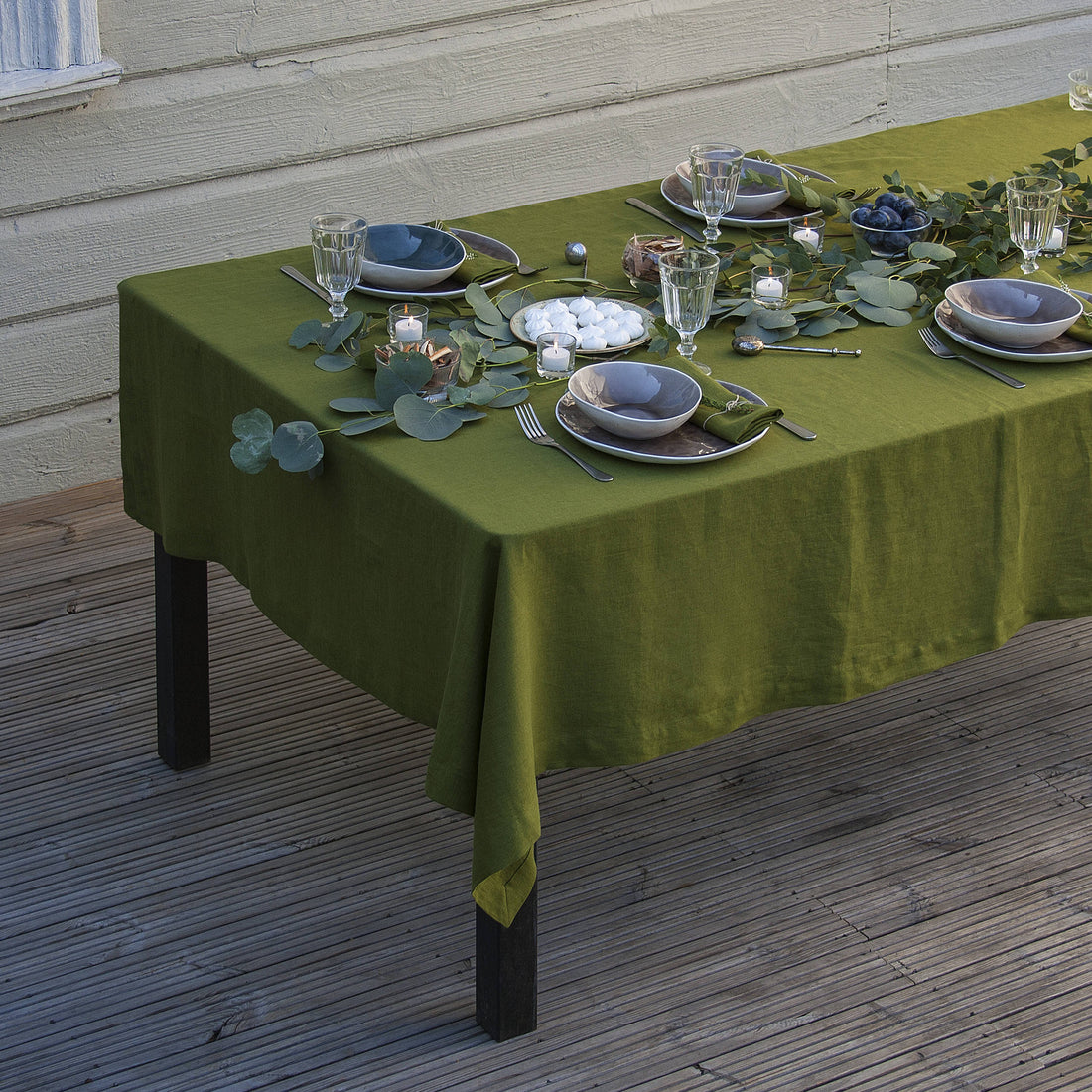 Moss Green Linen Tablecloth