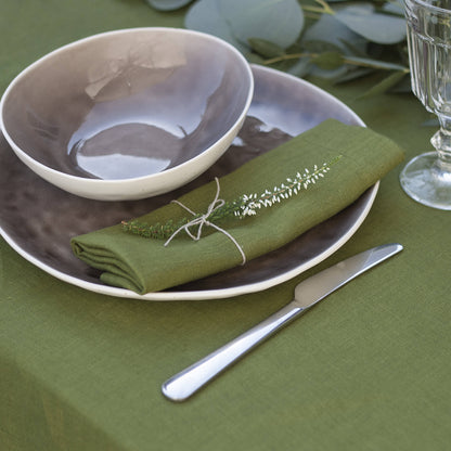 Moss Green Napkins Set Of 2 Mitered Corners
