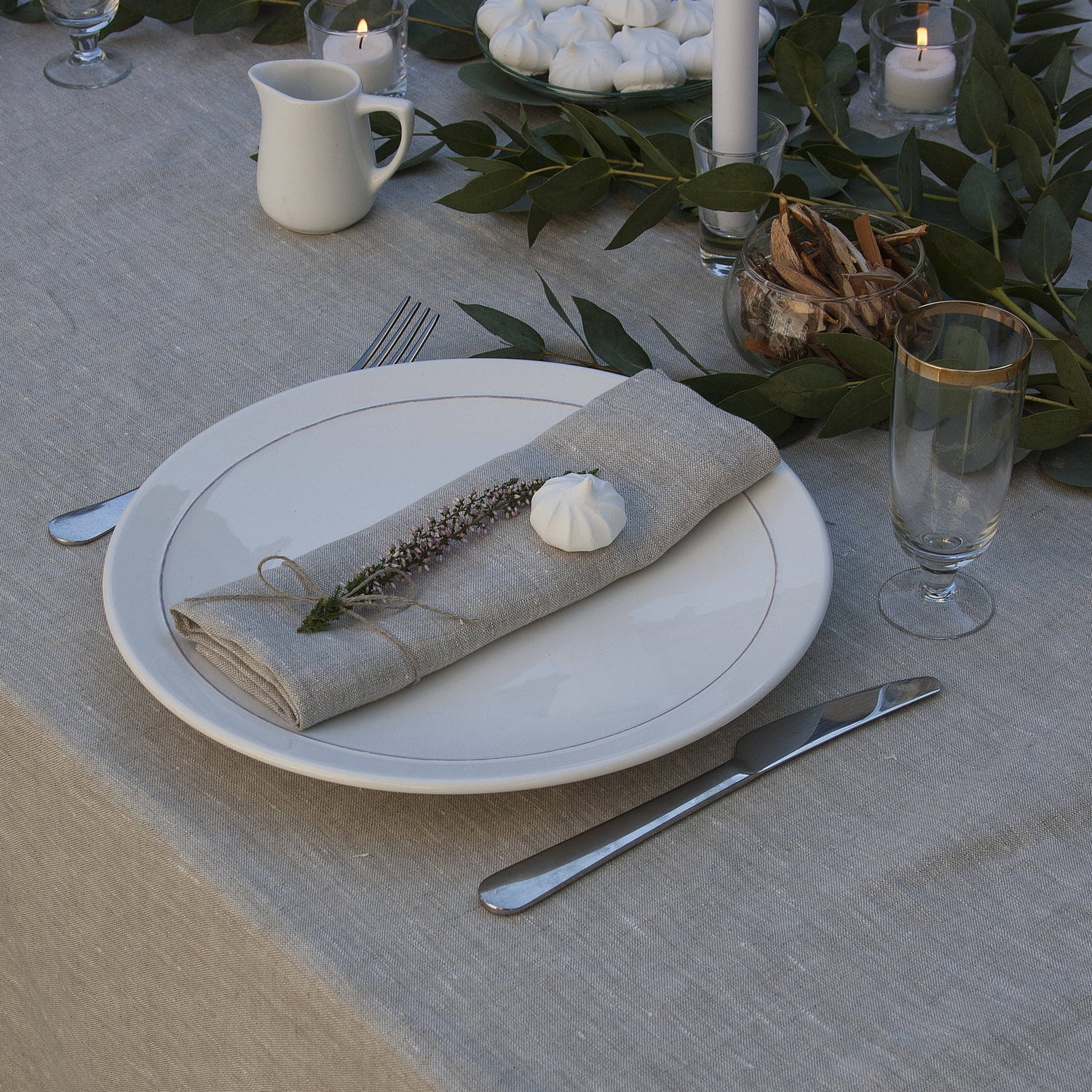 Natural Light Linen Tablecloth