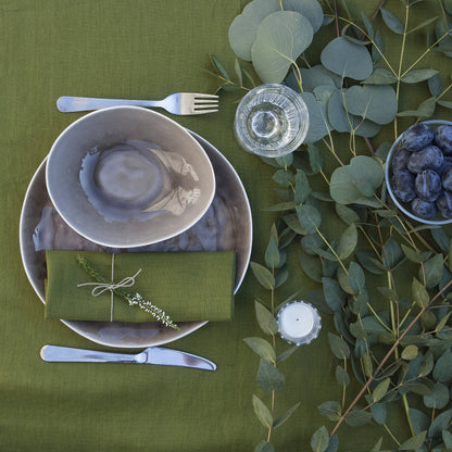Moss Green Linen Tablecloth