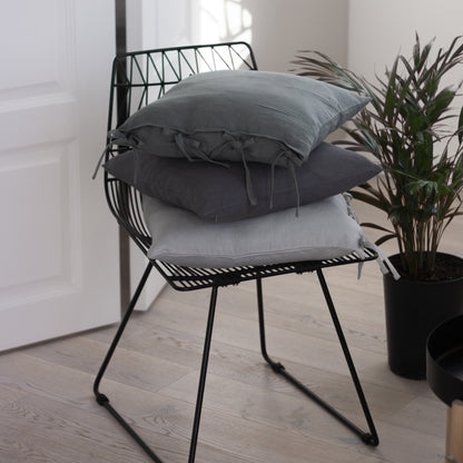 Gray Linen Pillow Case With Ties