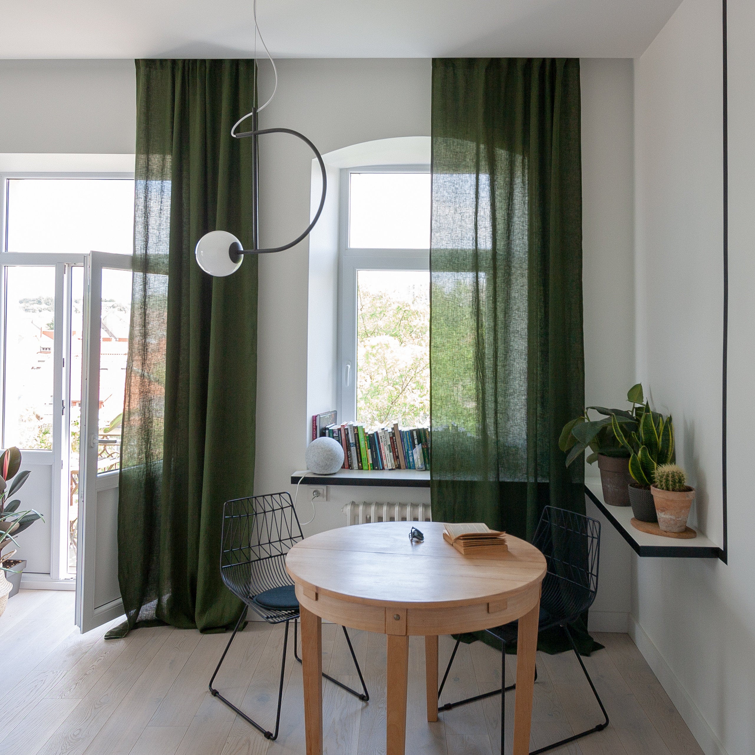 Dark Green Linen Curtain