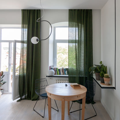 Dark Green Linen Curtain