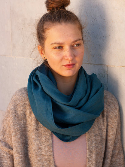 Dark Teal Linen Scarf