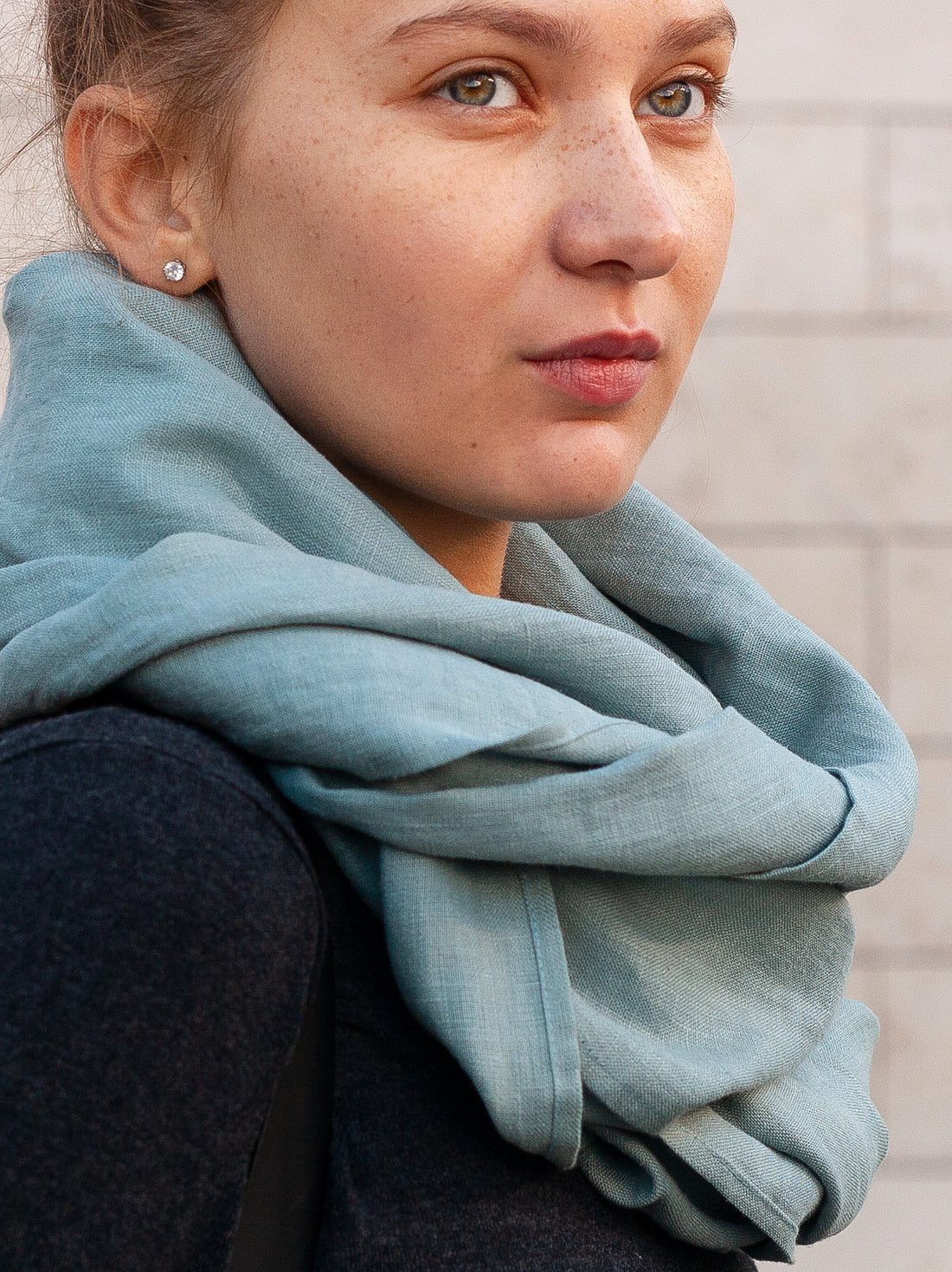 Dusty Aqua Linen Scarf