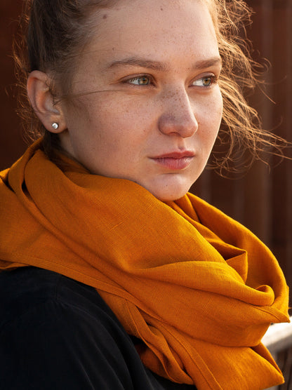 Mustard Linen Scarf