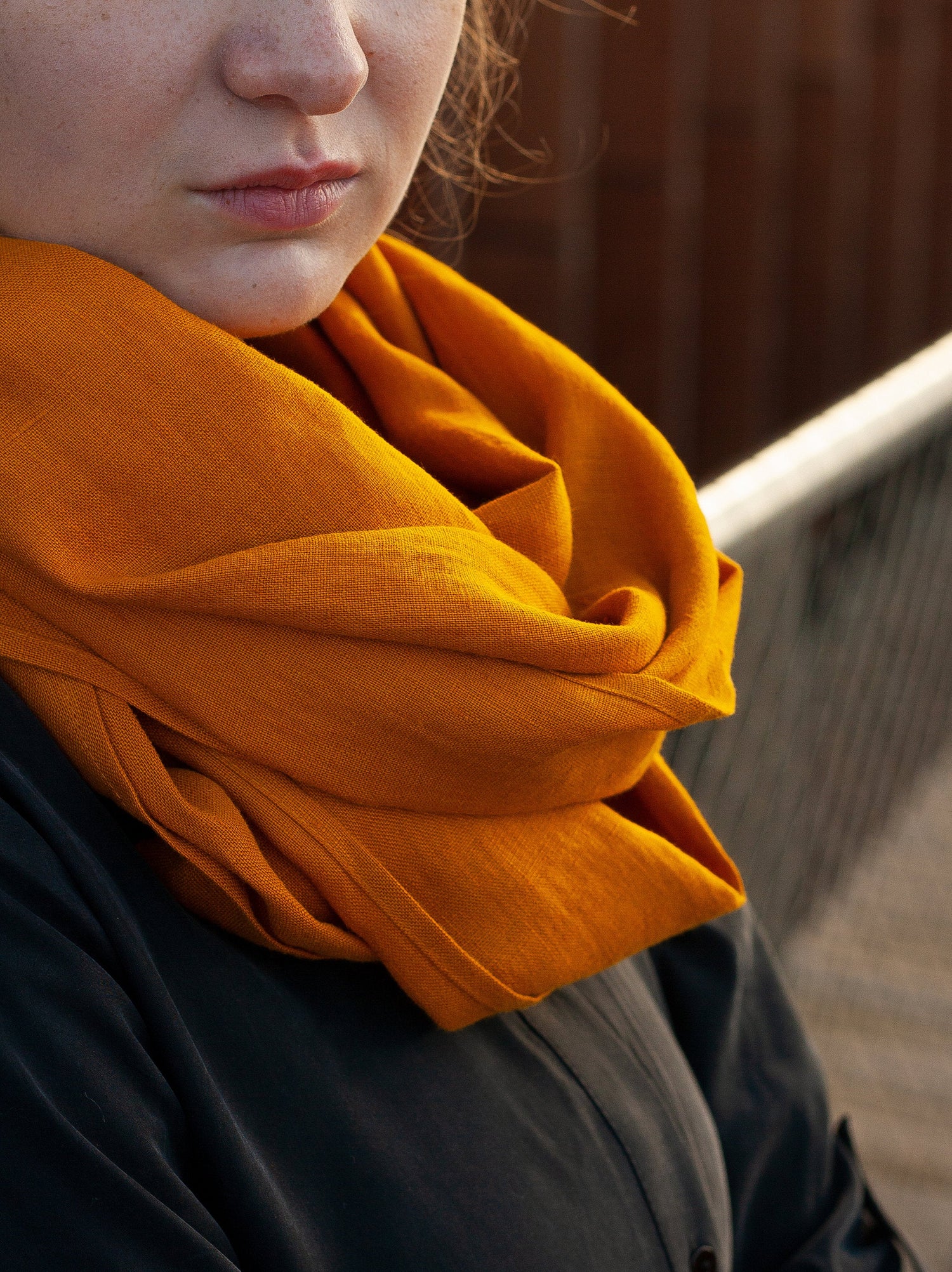 Mustard Linen Scarf