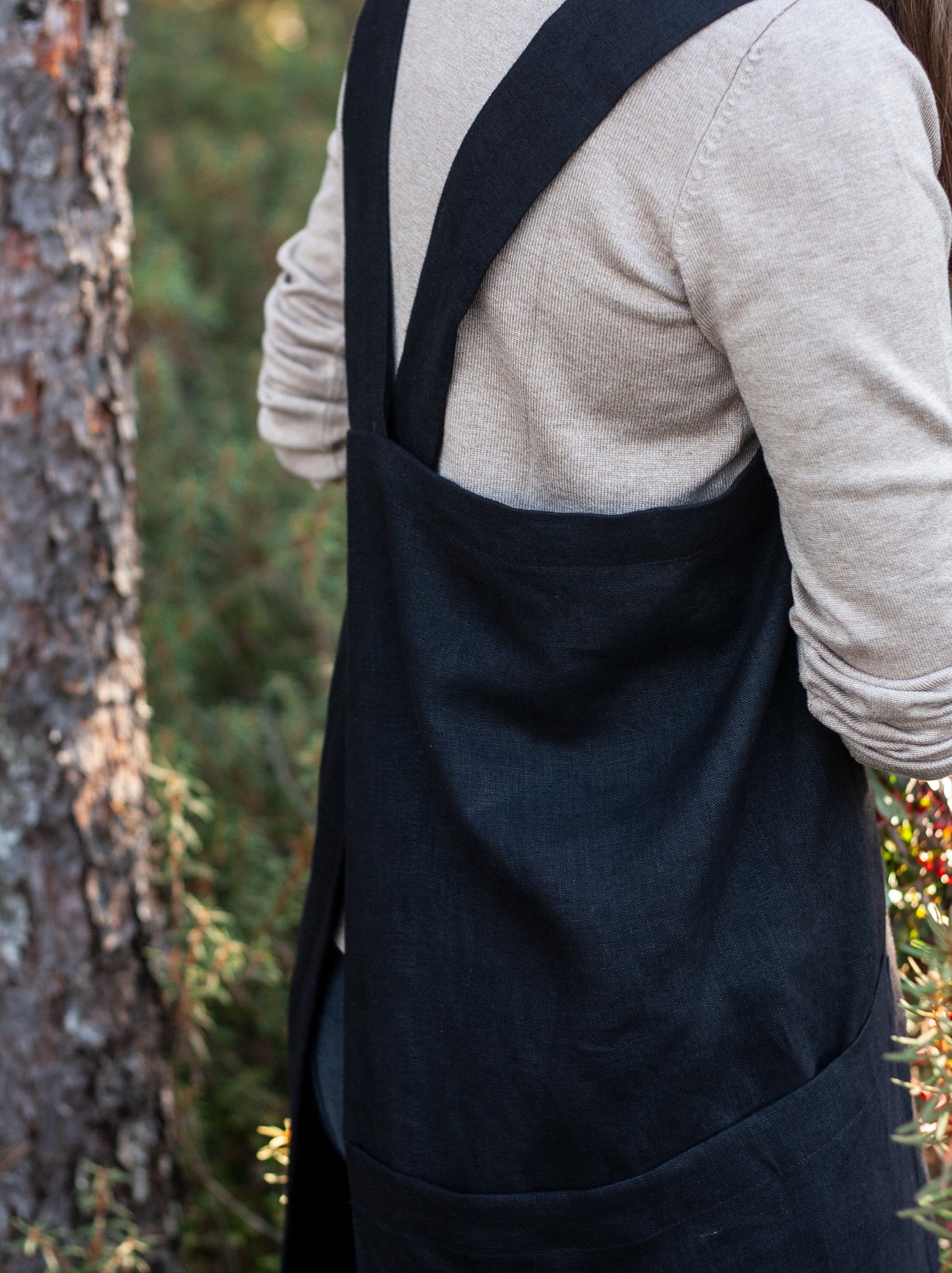 Black Linen Japanese Pinafore
