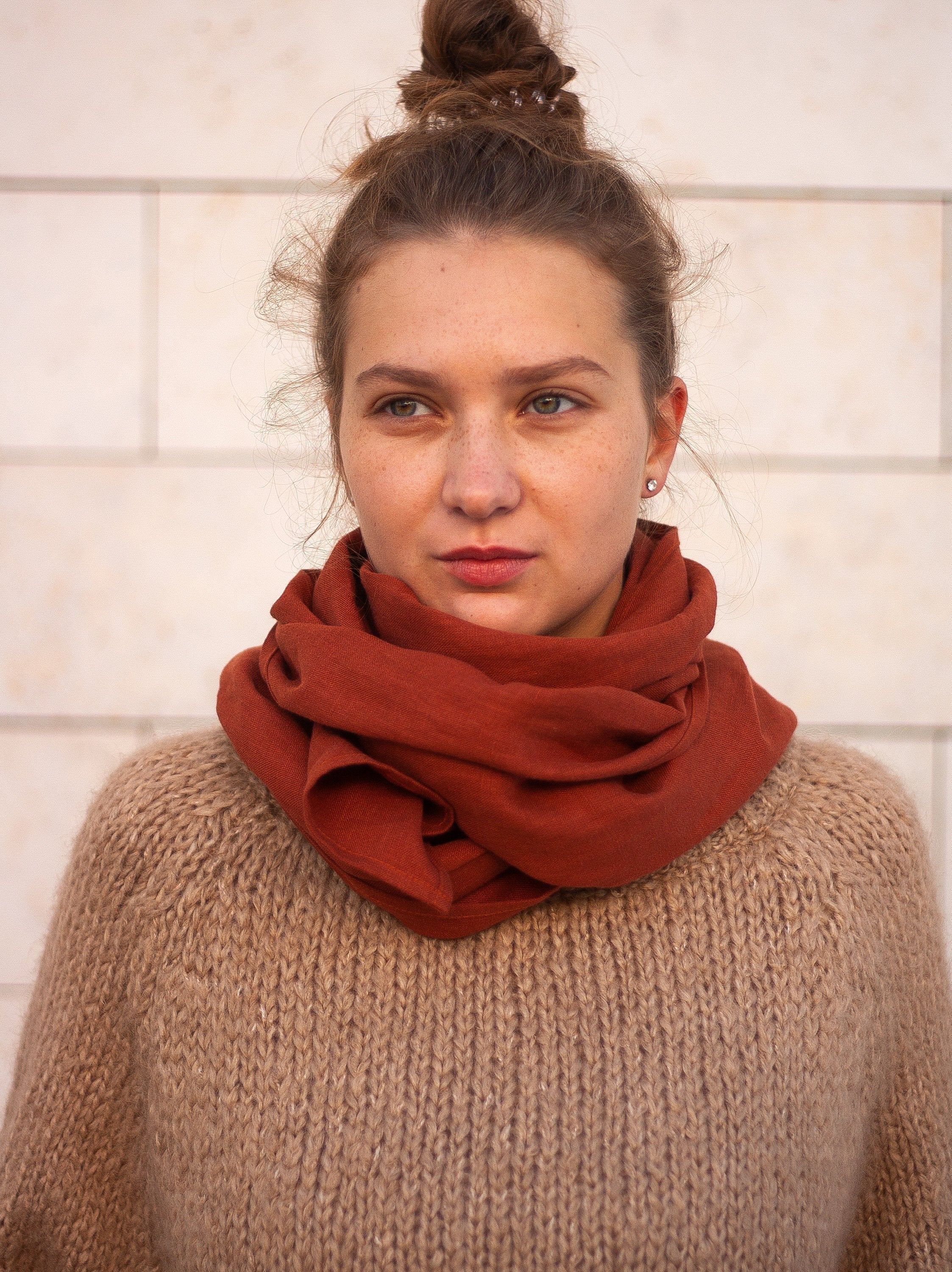 Rusty Linen Scarf