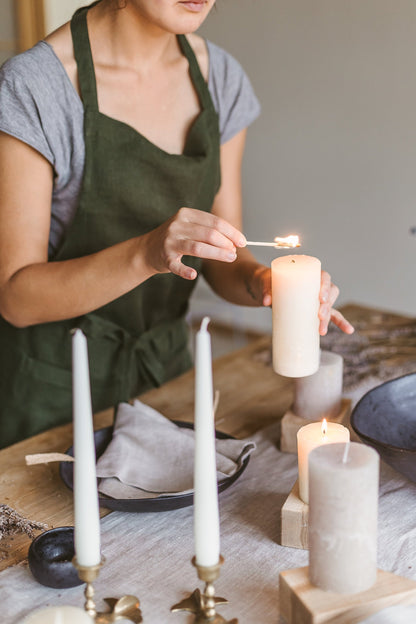 Dark Green Linen Apron