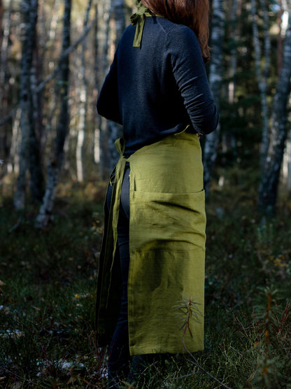 Moss Green Linen Apron Gift Set