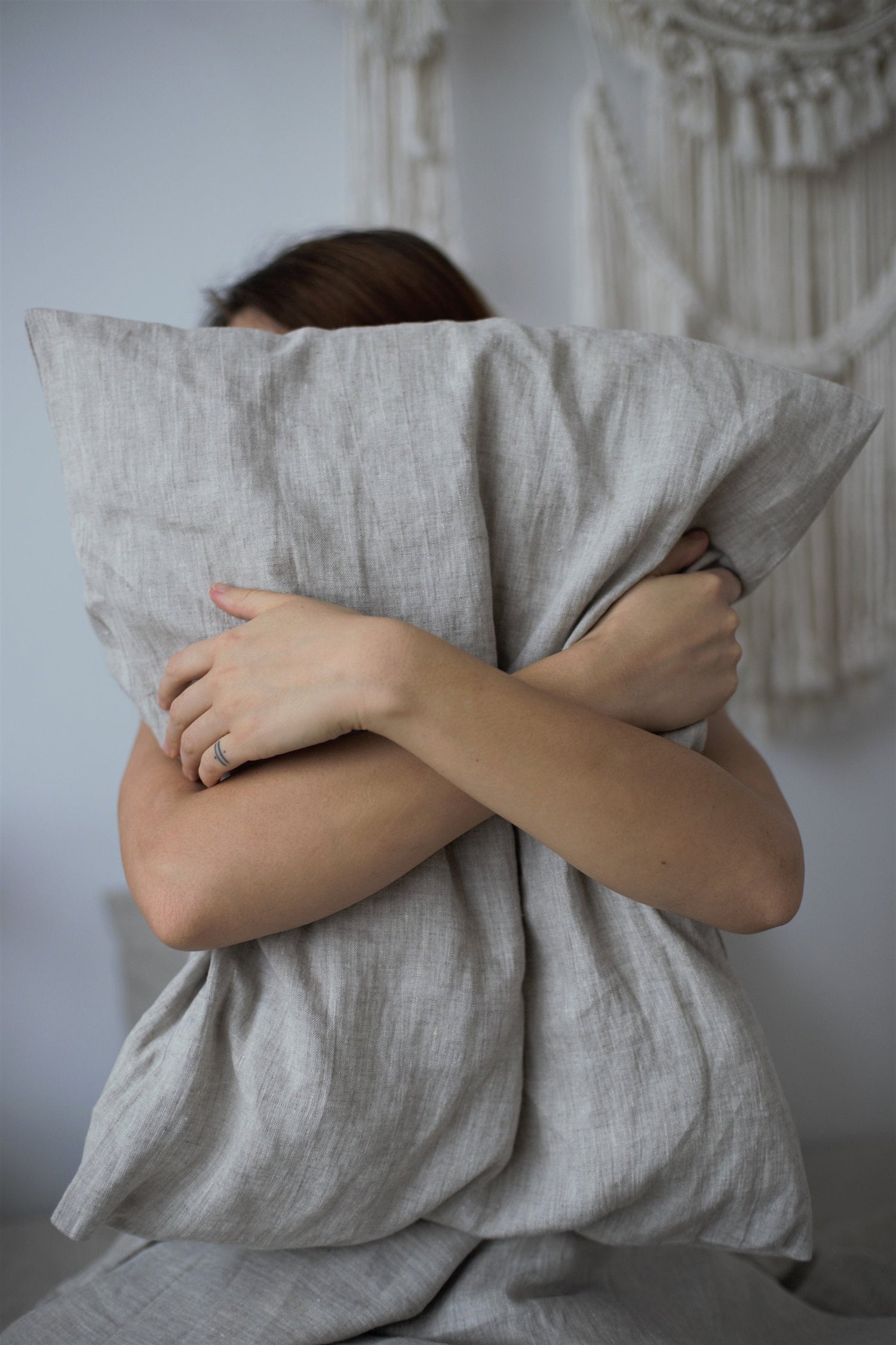 Set Of Natural Light Linen Duvet Cover And 2 Pillowcases