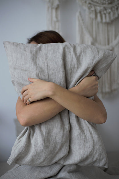 Set Of Natural Light Linen Duvet Cover And 2 Pillowcases