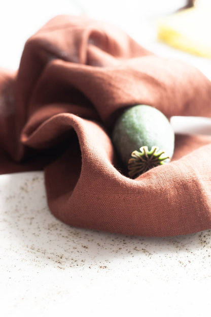 Rusty Linen Napkins Set Of 2 Mitered Corners
