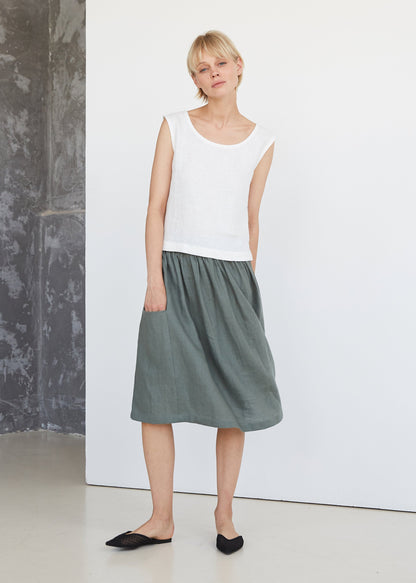 Off White Linen Crop Top