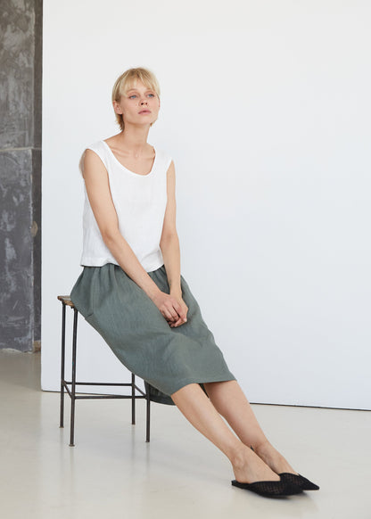 Off White Linen Crop Top