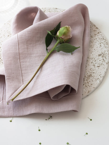 Pastel Pink Linen Napkins Set Of 2 Mitered Corners