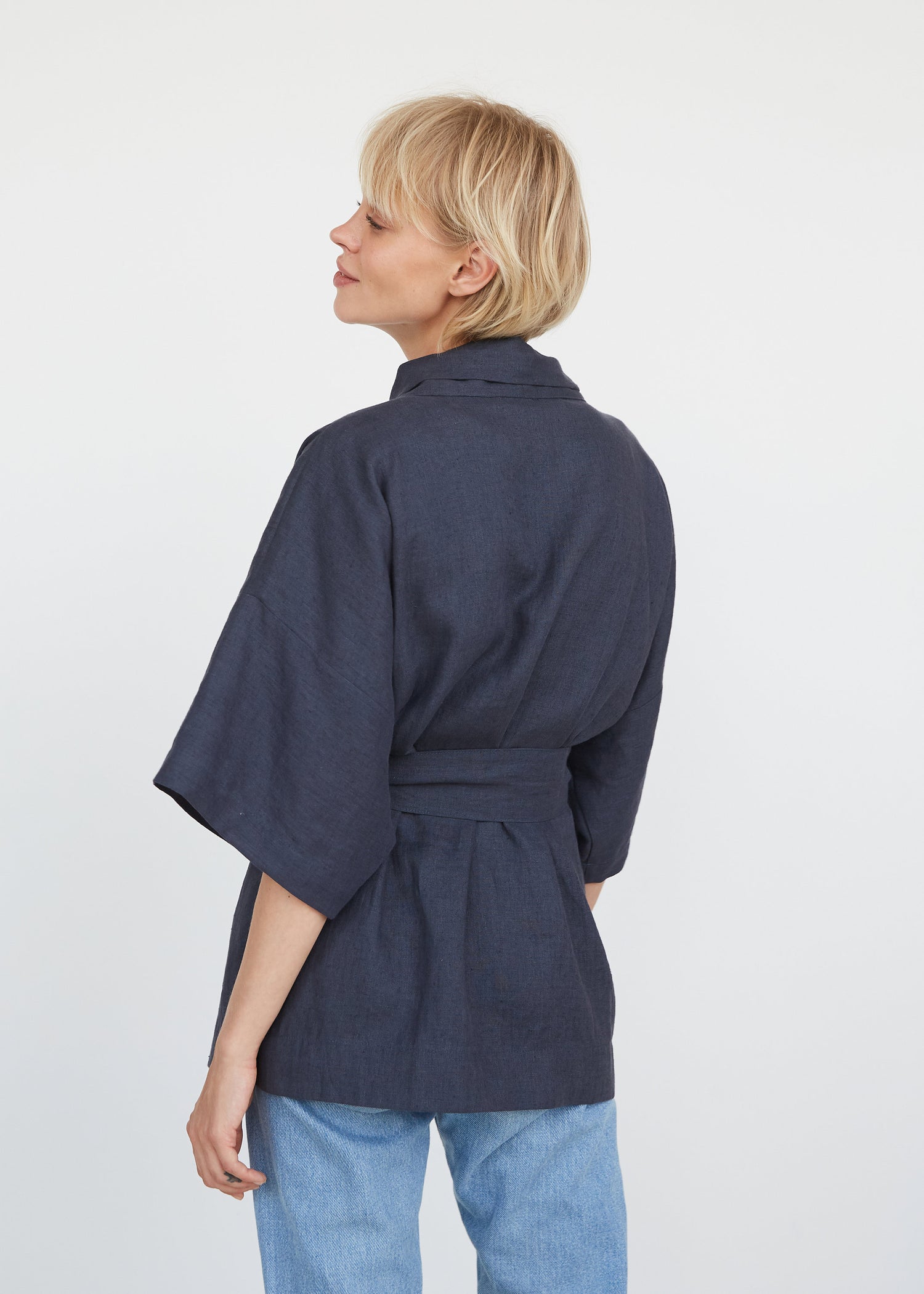 Coal Gray Linen Kimono Jacket