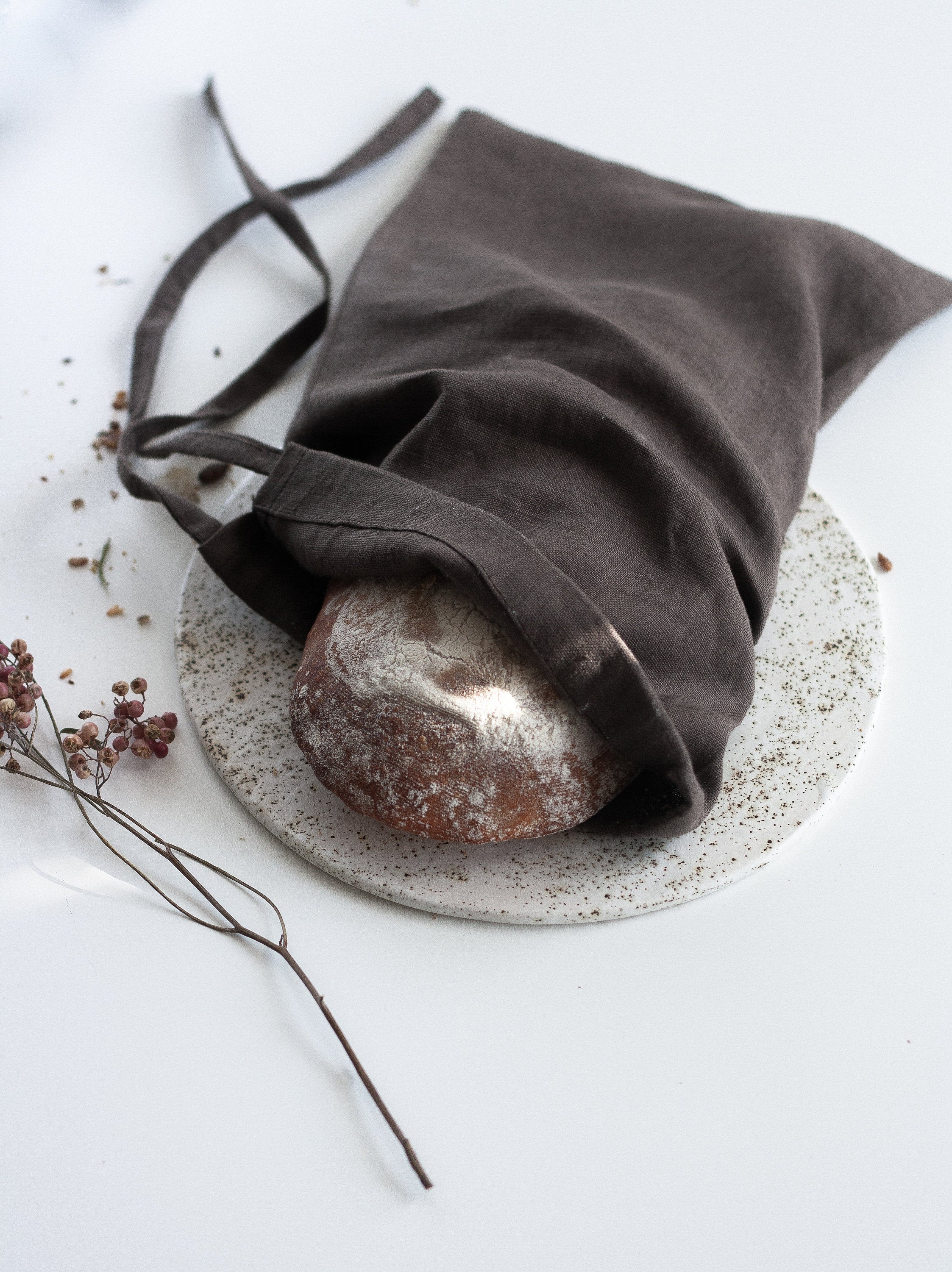 Walnut Brown Linen Bread Bags Set Of 2