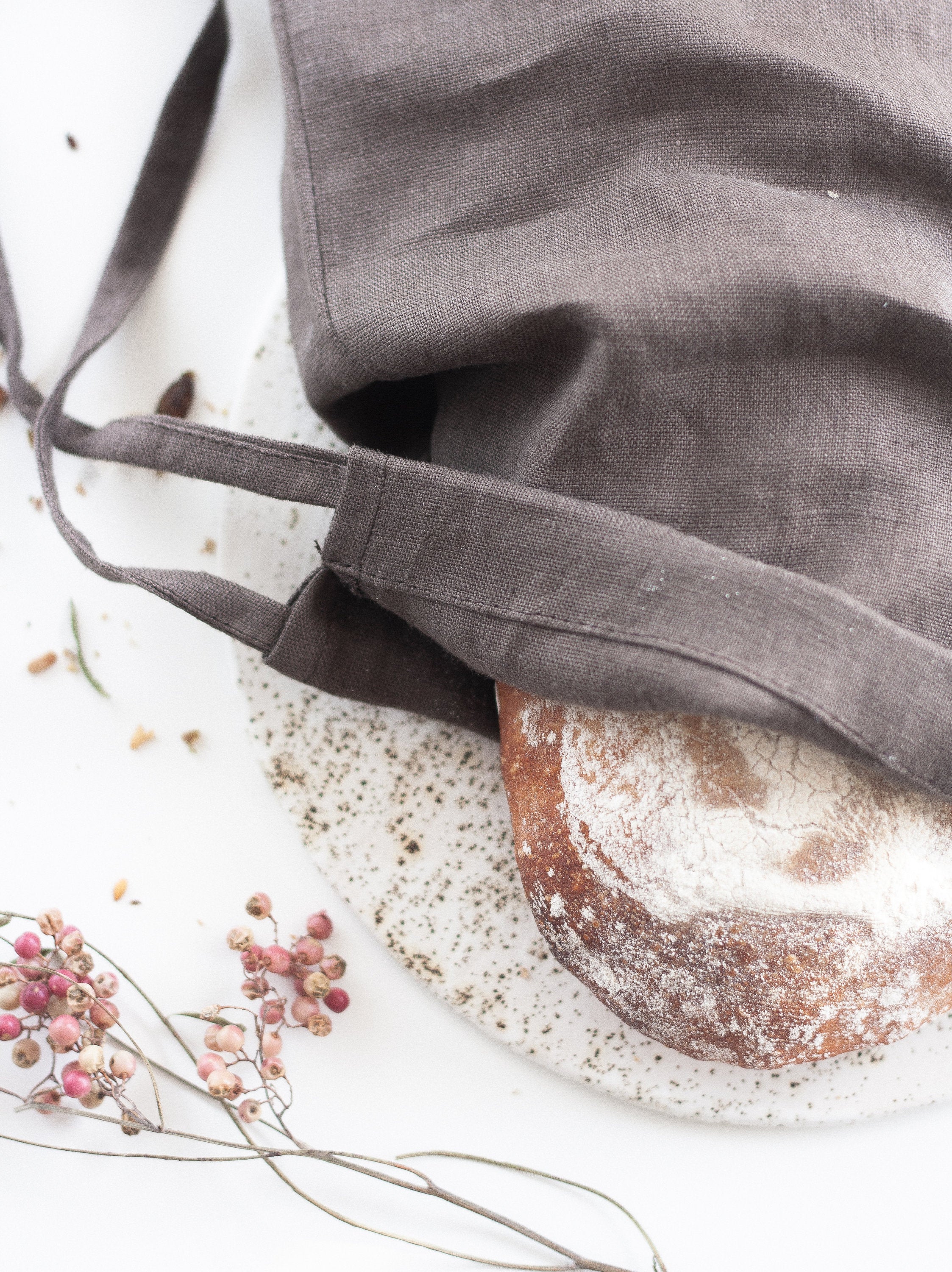 Walnut Brown Linen Bread Bags Set Of 2