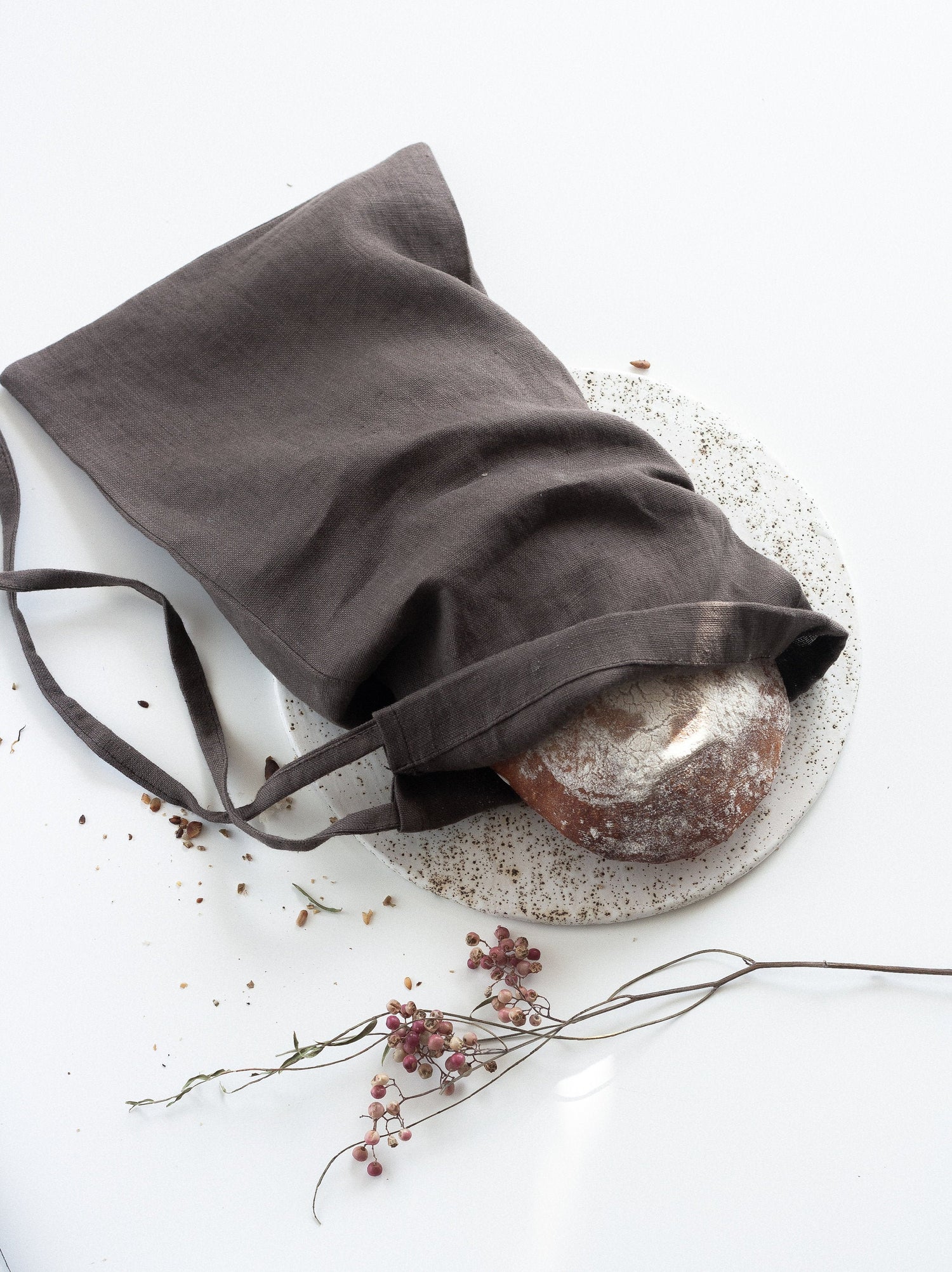 Walnut Brown Linen Bread Bags Set Of 2