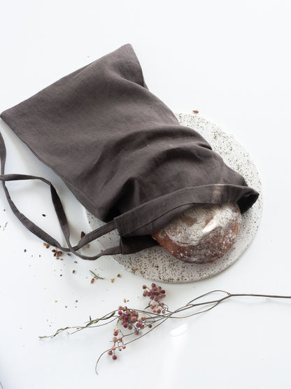 Walnut Brown Linen Bread Bags Set Of 2