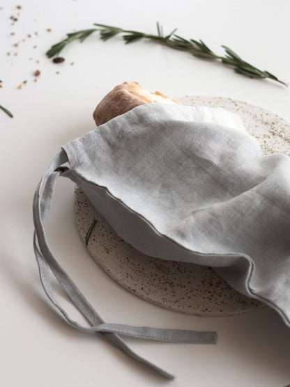 Cloud Gray Linen Bread Bags Set Of 2