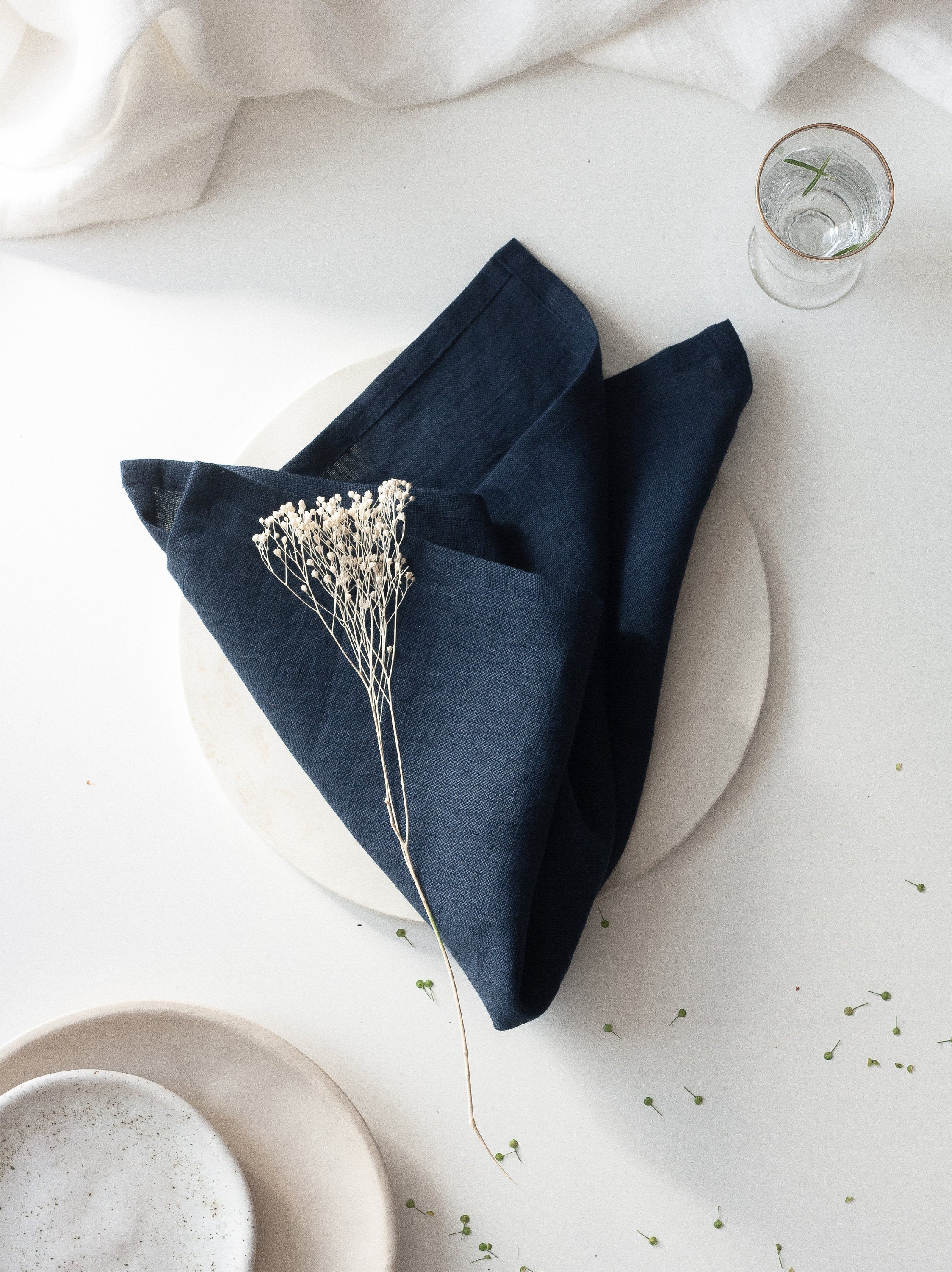 Dark Blue Linen Napkins Set Of 2