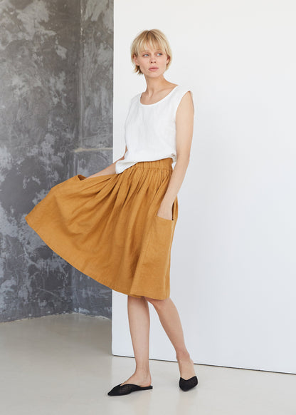 Ice Blue Linen Skirt