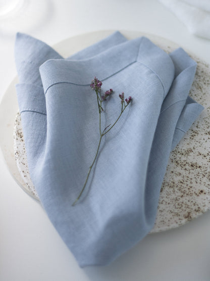 Ice Blue Large Linen Napkins Set Of 2