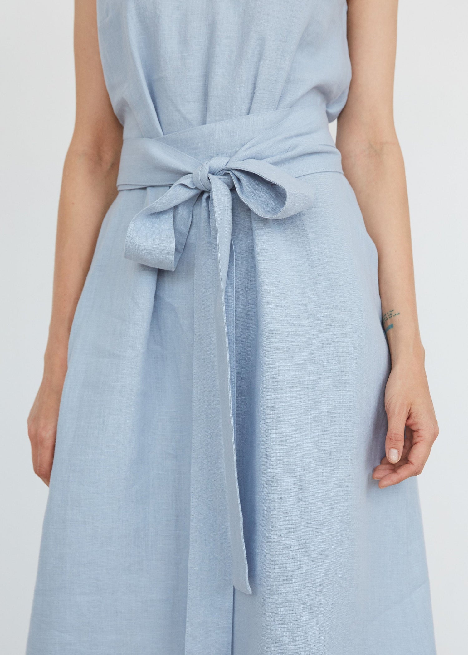 Ice Blue Linen Dress