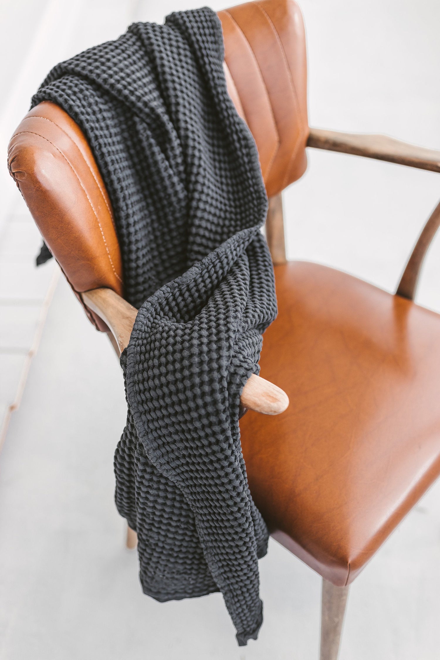 Beige Linen Waffle Bath Towel