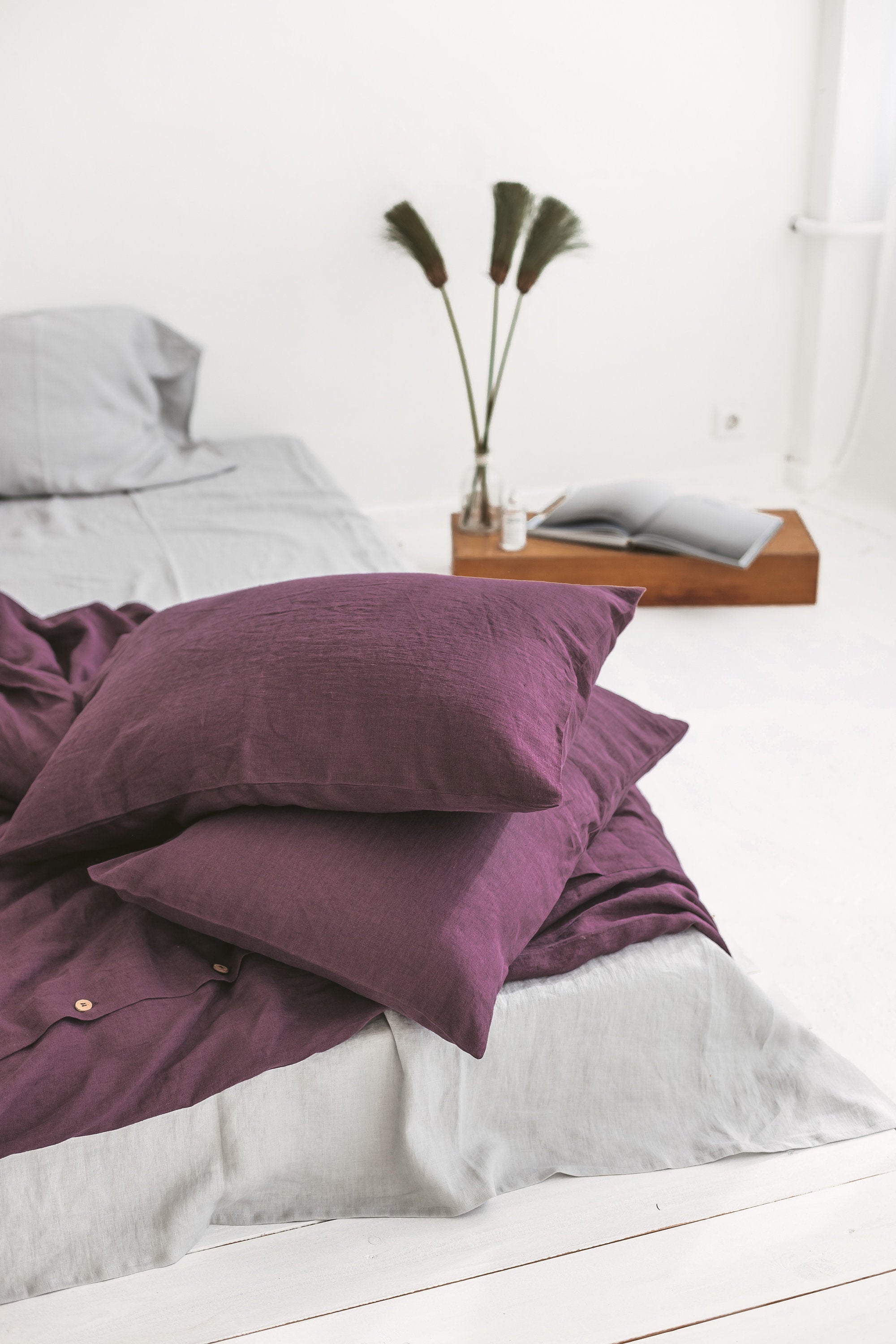 Plum Linen Pillow Case