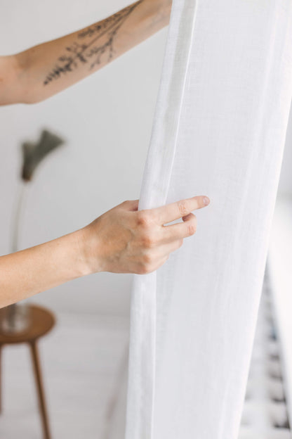 Lightweight White Linen Curtain