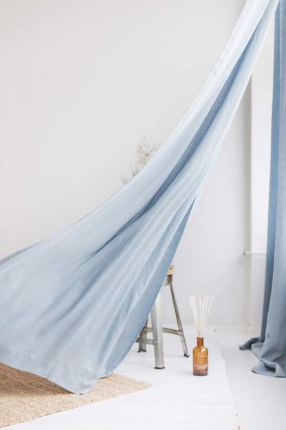 Ice Blue Linen Curtain