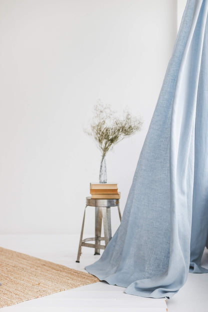 Ice Blue Linen Curtain