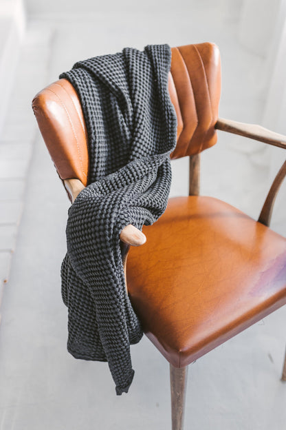 Gray Linen Waffle Bath Towel