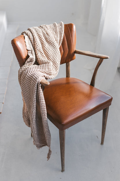 Dark Teal Linen Waffle Bath Towel