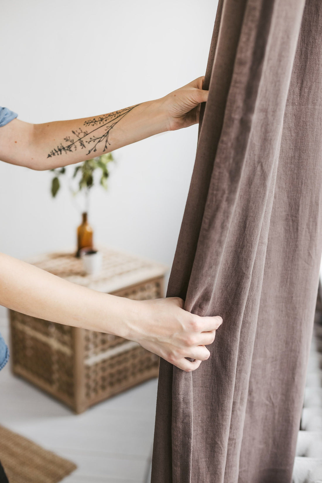 Walnut Brown Linen Curtain