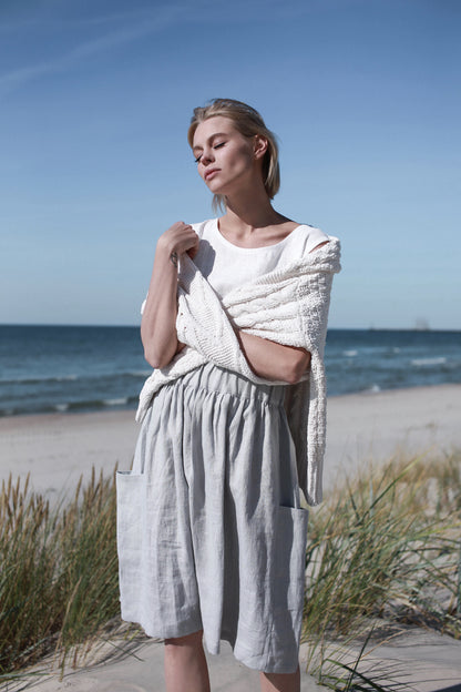 Cloud Gray Linen Skirt